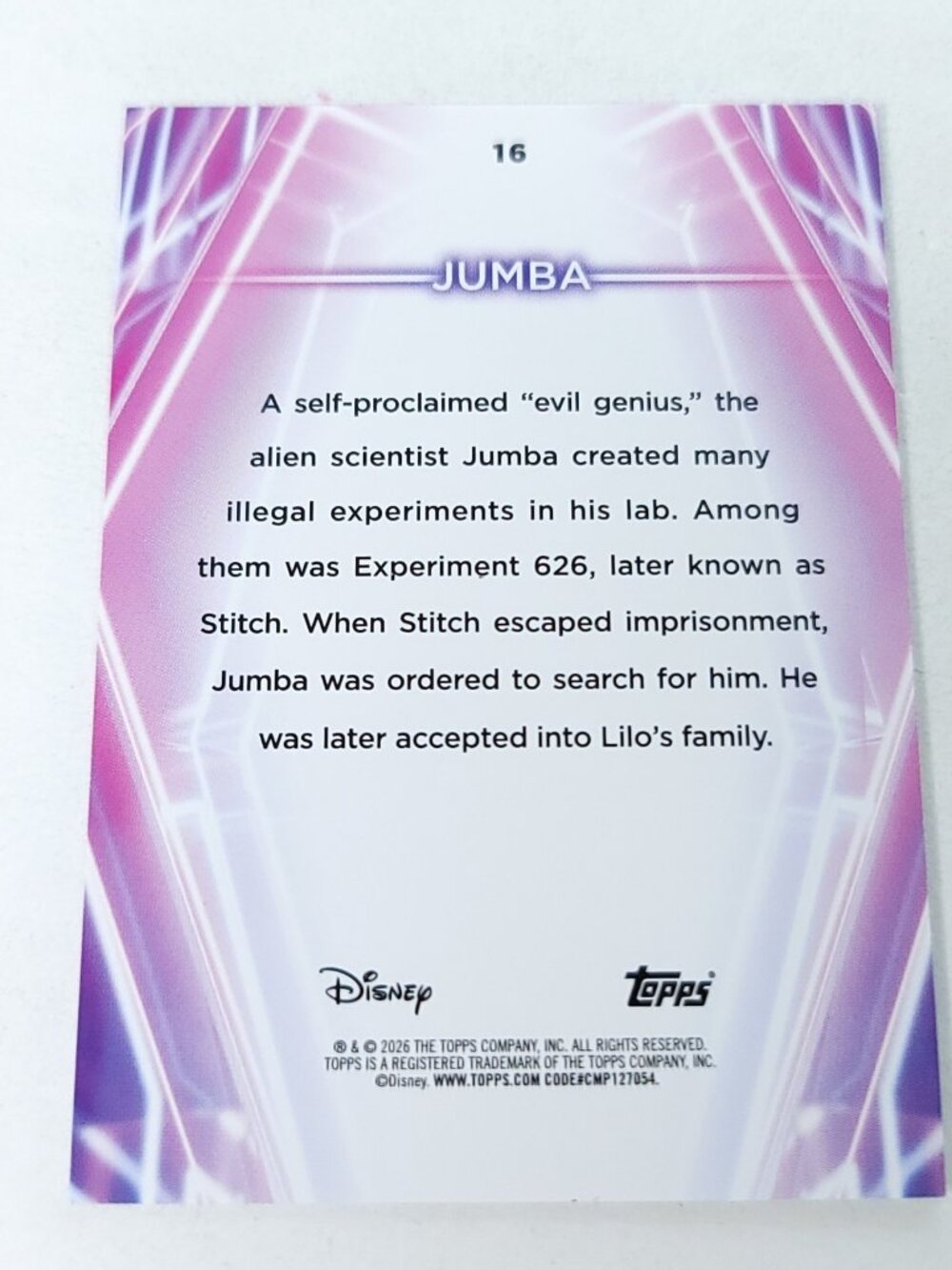 Jumba Topps 2026 Disney Neon Holo Parallel Refractor Limited 183/199 - Picture 4 of 4